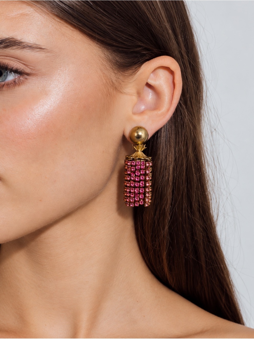 NWT Loren Hope Gold Crystal Tassel Earrings